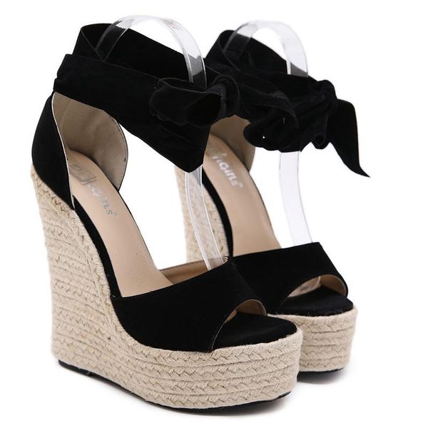 35~40 women wedge sandals female platform bohemia high heel fashion ankle strap open toe ladies shoes, Black
35~40 women wedge sandals female platform bohemia high heel fashion ankle strap open toe ladies shoes, Black