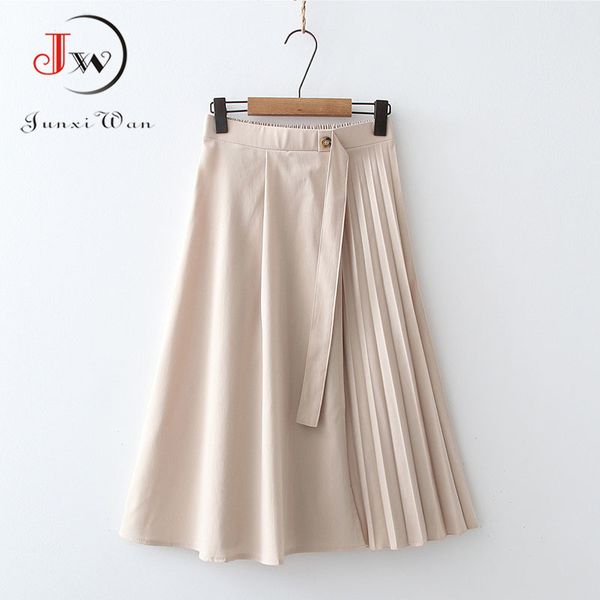 women summer pleated midi skirt girls casual solid elastic waist spring office ladies elegant a-line black saias 210510
women summer pleated midi skirt girls casual solid elastic waist spring office ladies elegant a-line black saias 210510