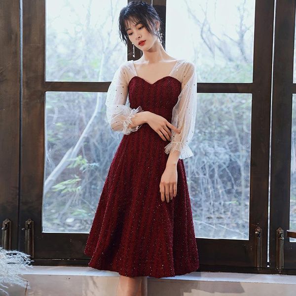 lady burgundy elegant evening party dress sweet sequins trim banquet gown v-neck backless exquisite a-line dresses ethnic clothing, Red
lady burgundy elegant evening party dress sweet sequins trim banquet gown v-neck backless exquisite a-line dresses ethnic clothing, Red