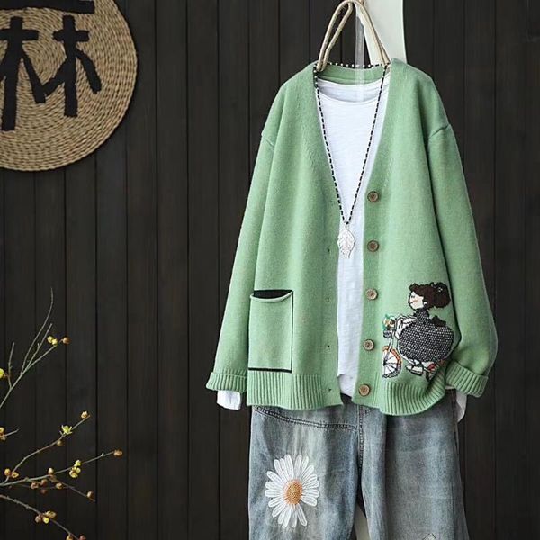 women's knits & tees sweet cartoon girl pattern cardigan knitted outwear v-neck single-breasted casual pocket coats students sweater su, White
women's knits & tees sweet cartoon girl pattern cardigan knitted outwear v-neck single-breasted casual pocket coats students sweater su, White