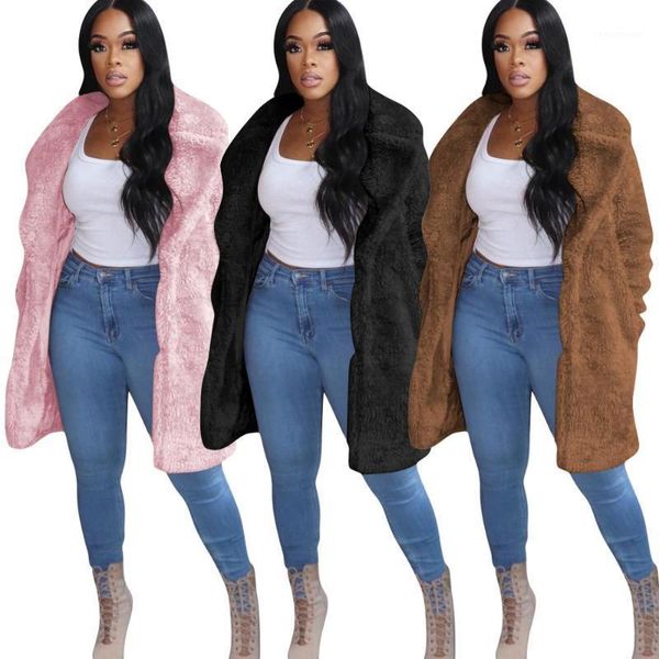 women's wool & blends women woolen coat warm long outwear woman faux lambswool sleeve turn down collar loose thicken female winter clot, Black
women's wool & blends women woolen coat warm long outwear woman faux lambswool sleeve turn down collar loose thicken female winter clot, Black