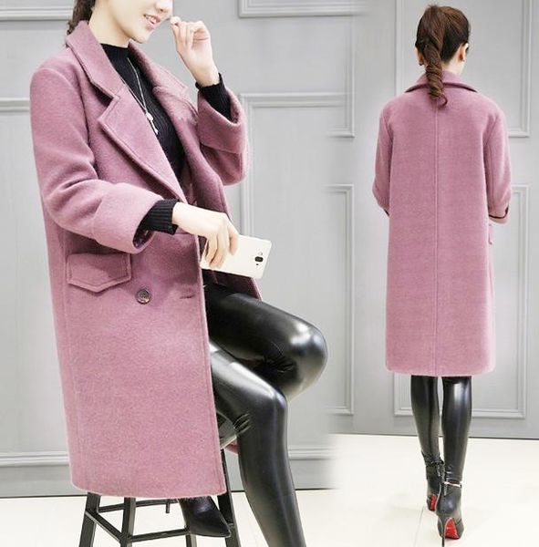 women's wool & blends office lady slim long coat double breasted blend and jacket turn-down collar women coats autumn winter, Black
women's wool & blends office lady slim long coat double breasted blend and jacket turn-down collar women coats autumn winter, Black