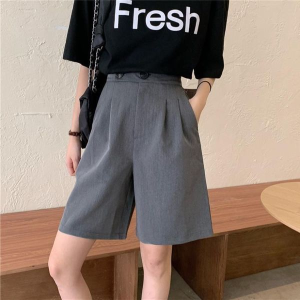 women's shorts 2021 fashion suit loose casual straight high waist with front pleats thin streetwear summer clothes for women, White;black
women's shorts 2021 fashion suit loose casual straight high waist with front pleats thin streetwear summer clothes for women, White;black