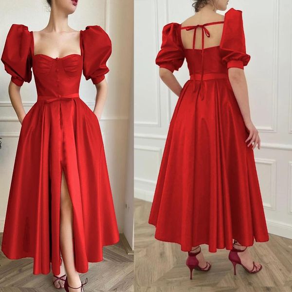 maternity dresses elegant square neck shoer bubble sleeves satin prom dress arrival a-line long evening plus size draped party, White
maternity dresses elegant square neck shoer bubble sleeves satin prom dress arrival a-line long evening plus size draped party, White