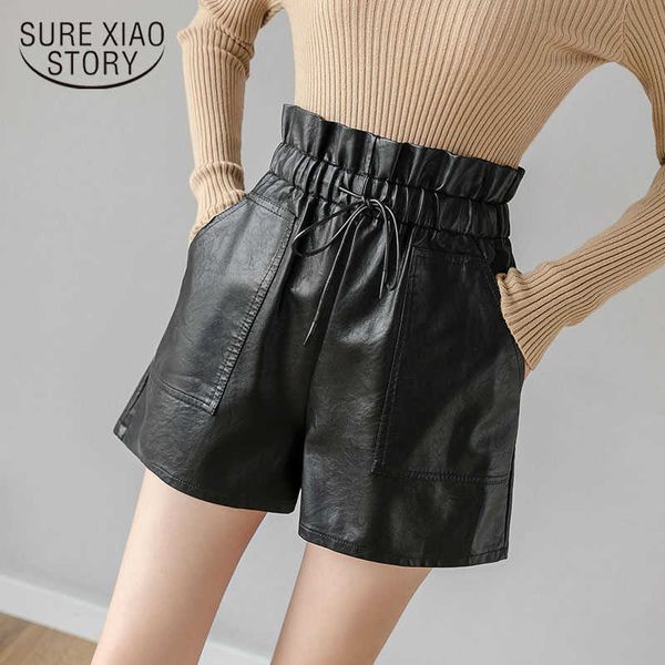 autumn and winter korean fashion with drawstring a word wide leg high waist loose slimming all-match leather shorts 11062 210528, White;black
autumn and winter korean fashion with drawstring a word wide leg high waist loose slimming all-match leather shorts 11062 210528, White;black