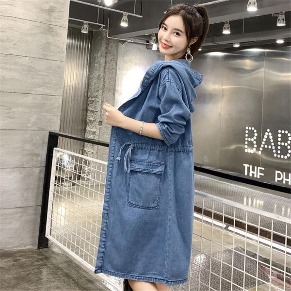 women's trench coats 2021 women casual denim jackets autumn jean drawstring outwear female long sleeve lady hooded coat cardigan oversi, Tan;black
women's trench coats 2021 women casual denim jackets autumn jean drawstring outwear female long sleeve lady hooded coat cardigan oversi, Tan;black