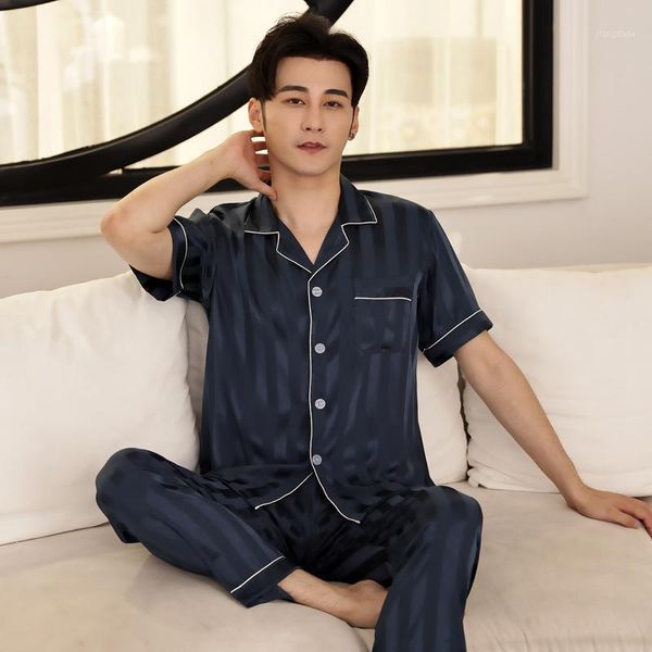 men short sleeve pajama set pyjamas striped button down nightwear shirt&trousers 2pcs sleepwear loungewear pocket plus size 3xl men's, Black;brown
men short sleeve pajama set pyjamas striped button down nightwear shirt&trousers 2pcs sleepwear loungewear pocket plus size 3xl men's, Black;brown