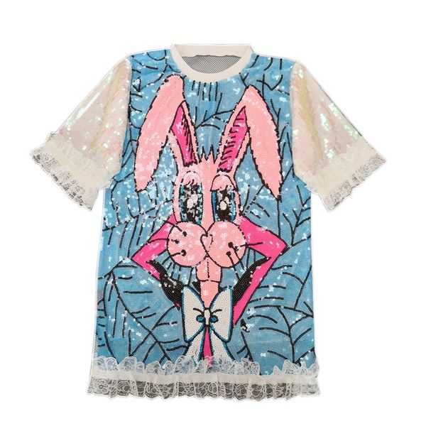 tee fashion women sequin long t-shirt cute animal panther ruffles patchwork sequined dresses celebrity party, White
tee fashion women sequin long t-shirt cute animal panther ruffles patchwork sequined dresses celebrity party, White
