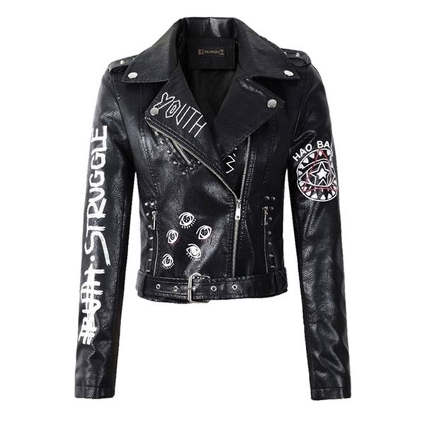 autumn women winter faux soft leather jackets coats lady black pu rivet zipper epaulet 3d print motorcycle streetwear 211112, Black;brown
autumn women winter faux soft leather jackets coats lady black pu rivet zipper epaulet 3d print motorcycle streetwear 211112, Black;brown
