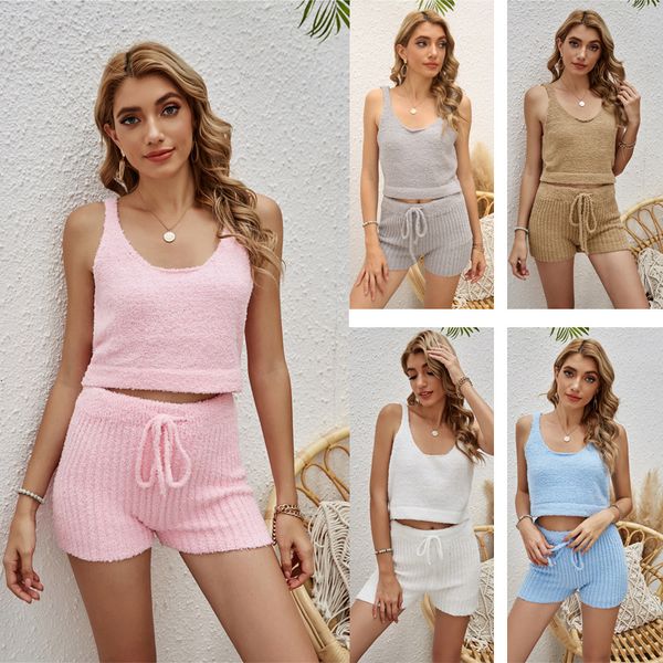 women's sleepwear 2021 summer pure color clothing personality large size two piece pajamas home suit women, Black;red
women's sleepwear 2021 summer pure color clothing personality large size two piece pajamas home suit women, Black;red