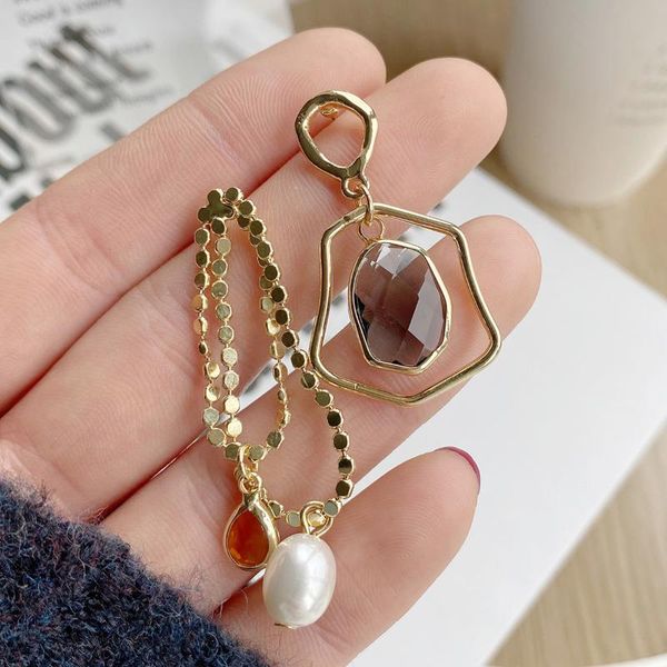 korean vintage asymmetric pearl chain drop earrings for women 14k real gold temperament geometric personality dangle earring & chandelier, Silver
korean vintage asymmetric pearl chain drop earrings for women 14k real gold temperament geometric personality dangle earring & chandelier, Silver