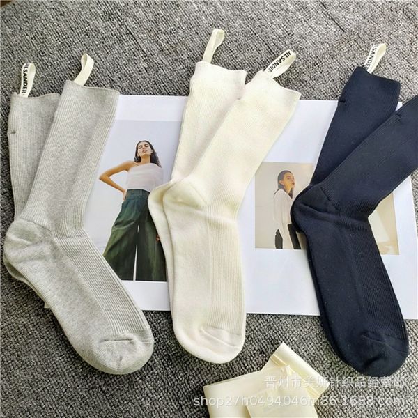 fashion designers new product jill sanda jilsander women's solid color medium tube double needle vertical bar fabric label moisture soc, Black
fashion designers new product jill sanda jilsander women's solid color medium tube double needle vertical bar fabric label moisture soc, Black