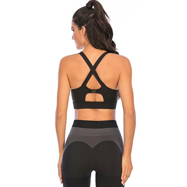 cross back sports bra black gym crop solid backless yoga fitness breathable removable cup running underwear clothing, White;black
cross back sports bra black gym crop solid backless yoga fitness breathable removable cup running underwear clothing, White;black