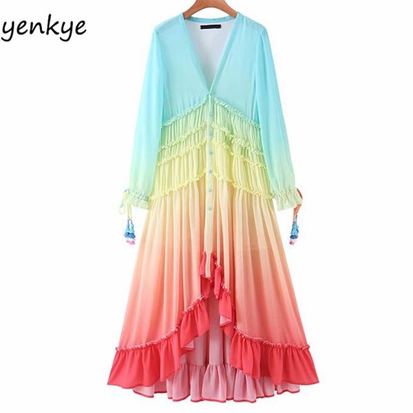 summer dress women gradient multicolor holiday long romantic lady tassel cuffs v neck a-line boho beach 210514, Black;gray
summer dress women gradient multicolor holiday long romantic lady tassel cuffs v neck a-line boho beach 210514, Black;gray
