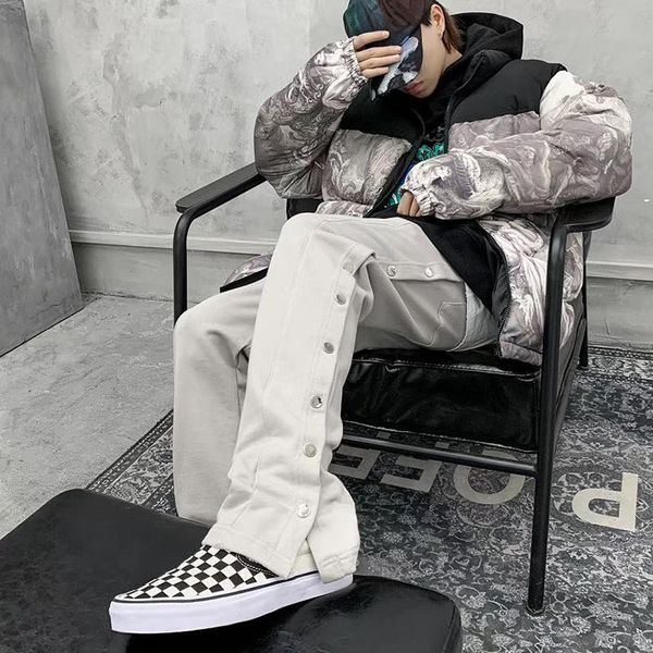 men's pants double side button jogger sweatpants men elastic wasit streetwear loose casual hip hop trousers wide leg harajuku cargo, Black
men's pants double side button jogger sweatpants men elastic wasit streetwear loose casual hip hop trousers wide leg harajuku cargo, Black