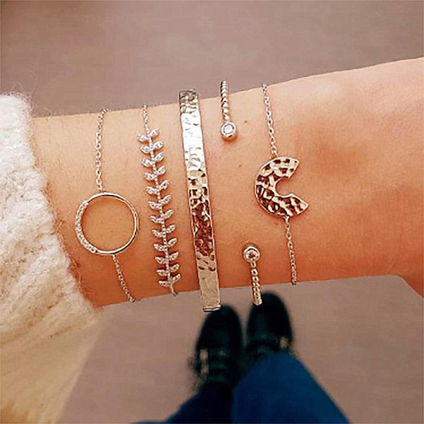 charm bracelets boho 5 pcs/set gold color leaf open half round bracelet opening set fashion party geometric jewelry, Golden;silver
charm bracelets boho 5 pcs/set gold color leaf open half round bracelet opening set fashion party geometric jewelry, Golden;silver