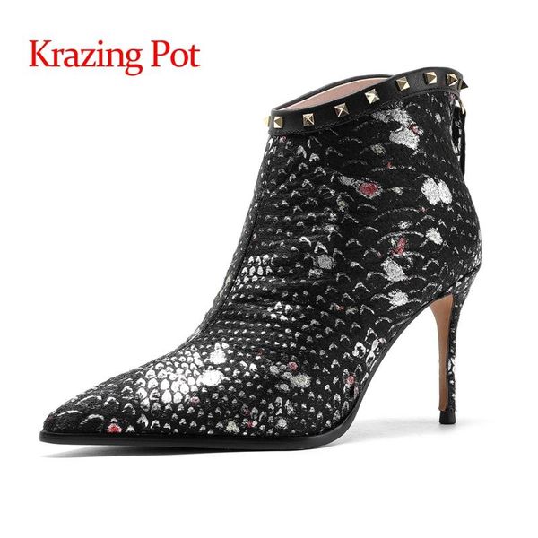 boots krazing pot horse hair fur special design pointed toe super stiletto high heels young lady daily wear rivet ankle l01, Black
boots krazing pot horse hair fur special design pointed toe super stiletto high heels young lady daily wear rivet ankle l01, Black