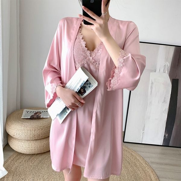 women's sleepwear satin wedding robe gown with lace women 2pcs faux silk bride bridesmaid kimono bathrobe v-neck chemise nightgown, Black;red
women's sleepwear satin wedding robe gown with lace women 2pcs faux silk bride bridesmaid kimono bathrobe v-neck chemise nightgown, Black;red