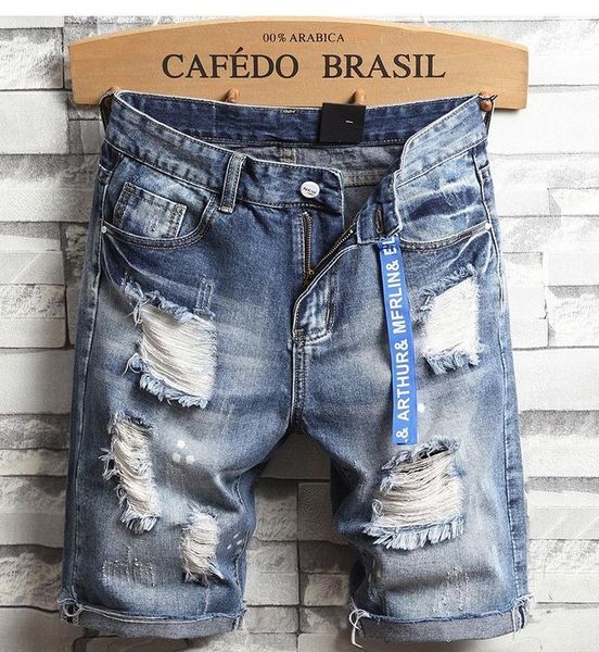 men holes denim shorts summer light blue short jeans good quality cotton straight streetwear solid size36 men's
men holes denim shorts summer light blue short jeans good quality cotton straight streetwear solid size36 men's