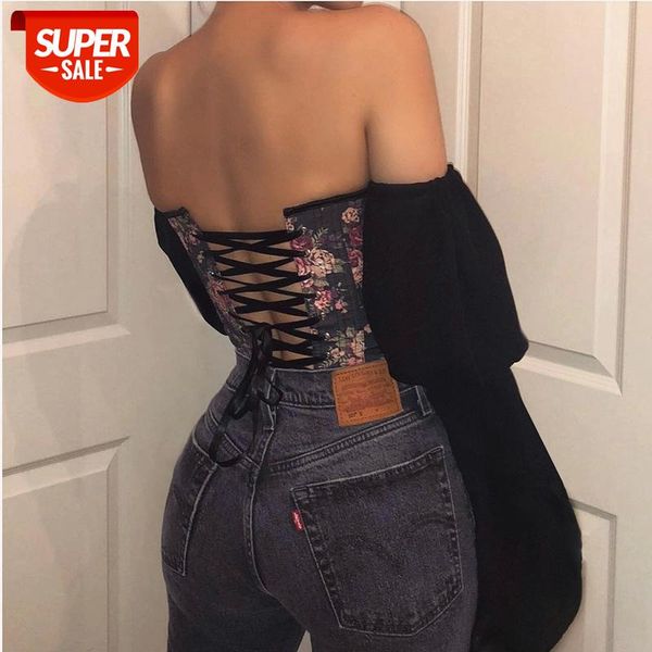 women's strapless slim blouse long sleeve floral printed backless strap lace-up skinny wild wrapped for streetwear #kx58, White
women's strapless slim blouse long sleeve floral printed backless strap lace-up skinny wild wrapped for streetwear #kx58, White