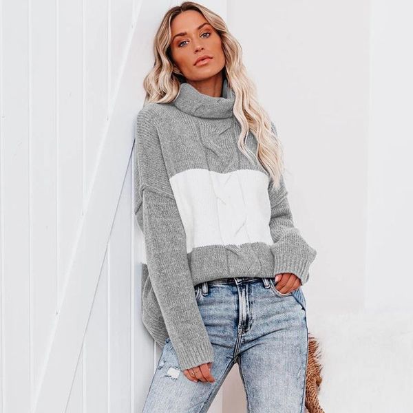 women's sweaters fashion women wear 2021 autumn and winter striped loose high collar pullover knitted sweater outdoor street traf, White;black
women's sweaters fashion women wear 2021 autumn and winter striped loose high collar pullover knitted sweater outdoor street traf, White;black