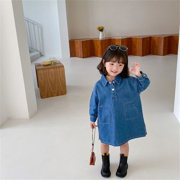 spring fashion girls solid color oversized turn-down collar denim dresses 2-6 years kids cute loose long-sleeve casual dress 210317, Red;yellow
spring fashion girls solid color oversized turn-down collar denim dresses 2-6 years kids cute loose long-sleeve casual dress 210317, Red;yellow