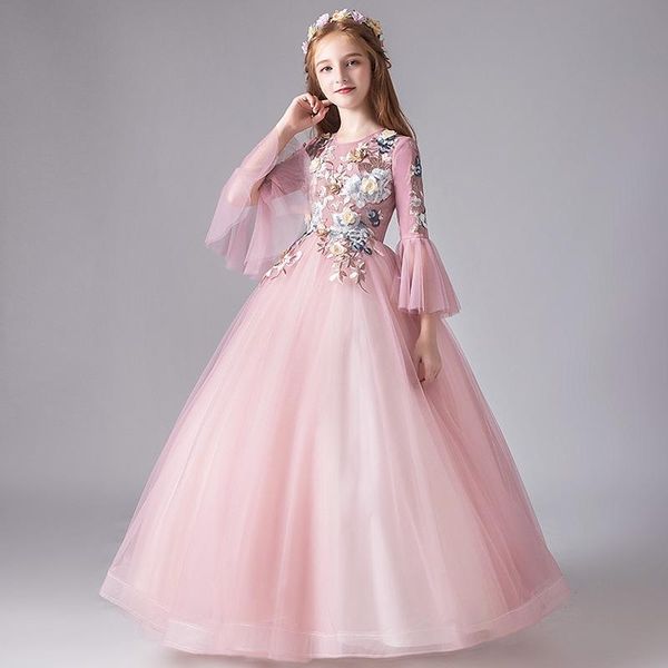 girl's dresses ball gown o-neck embroidery floor-length pleat empire full sleeves kids party communion girl for weddings dh047, Red;yellow
girl's dresses ball gown o-neck embroidery floor-length pleat empire full sleeves kids party communion girl for weddings dh047, Red;yellow
