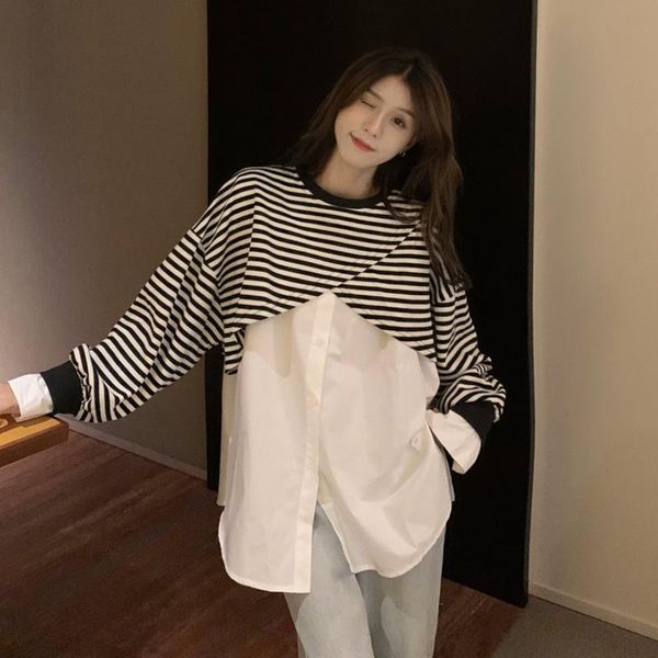 women's hoodies & sweatshirts fashion trend all-match fake two clothes oversize clothing spring/autumn korean harbour wind, Black
women's hoodies & sweatshirts fashion trend all-match fake two clothes oversize clothing spring/autumn korean harbour wind, Black