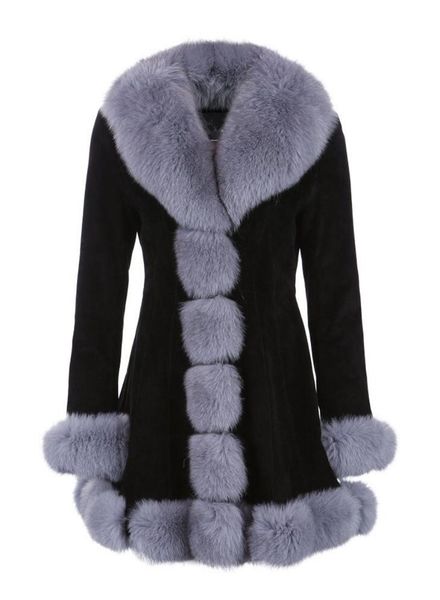 women's fur & faux long womens light grey coat silver collar rex real cuffs warm outwear plus size, Black
women's fur & faux long womens light grey coat silver collar rex real cuffs warm outwear plus size, Black