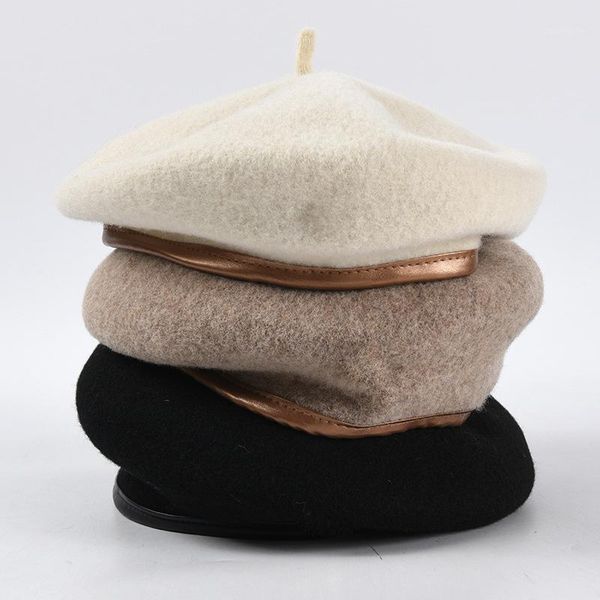 berets autumn winter pu leather edging wool brim lady beret hat for women men leisure painter pumpkin peaky blinders boinas, Blue;gray
berets autumn winter pu leather edging wool brim lady beret hat for women men leisure painter pumpkin peaky blinders boinas, Blue;gray