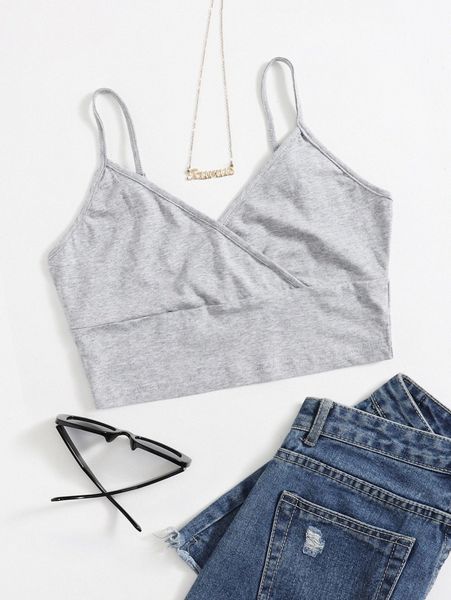 wrap detail solid cami z72b#, White