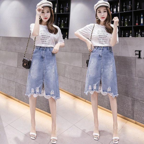 skirts spring summer women casual jeans korean fashion irregular edging lace patchwork high waist mid-length denim skirt, Black
skirts spring summer women casual jeans korean fashion irregular edging lace patchwork high waist mid-length denim skirt, Black