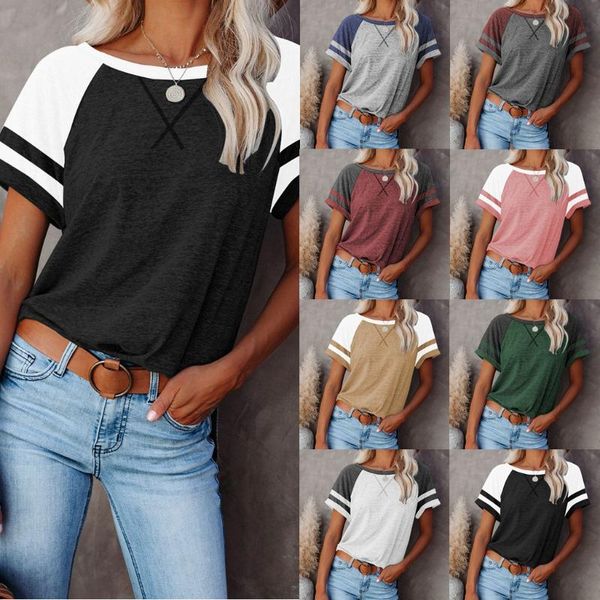 women's t-shirt plus size fashion round neck contrast split ends ladies short-sleeved aesthetic clothes graphic tee women, White
women's t-shirt plus size fashion round neck contrast split ends ladies short-sleeved aesthetic clothes graphic tee women, White