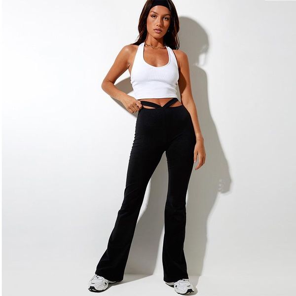 women's pants & capris fashion spring and autumn casual strap flared trousers black cotton high-waist with hollow design, Black;white
women's pants & capris fashion spring and autumn casual strap flared trousers black cotton high-waist with hollow design, Black;white