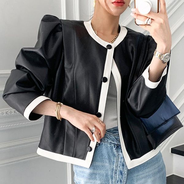 women's jackets spring autumn women pu coat korean style chic single breasted long sleeve faux leather jacket vintage loose casual oute, Black;brown
women's jackets spring autumn women pu coat korean style chic single breasted long sleeve faux leather jacket vintage loose casual oute, Black;brown