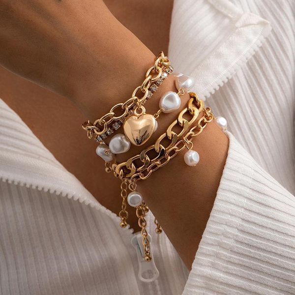 Link, Chain 5 Pcs/Set Bohemian Baroque Pearl Heart Shaped Pendant Bracelets Set For Women Multilayer Charm Bangle Girls Gift
Link, Chain 5 Pcs/Set Bohemian Baroque Pearl Heart Shaped Pendant Bracelets Set For Women Multilayer Charm Bangle Girls Gift