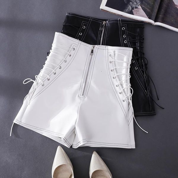 pu leather womens shorts high waist lace up black summer bodycon ladies party street punk casual, White;black
pu leather womens shorts high waist lace up black summer bodycon ladies party street punk casual, White;black