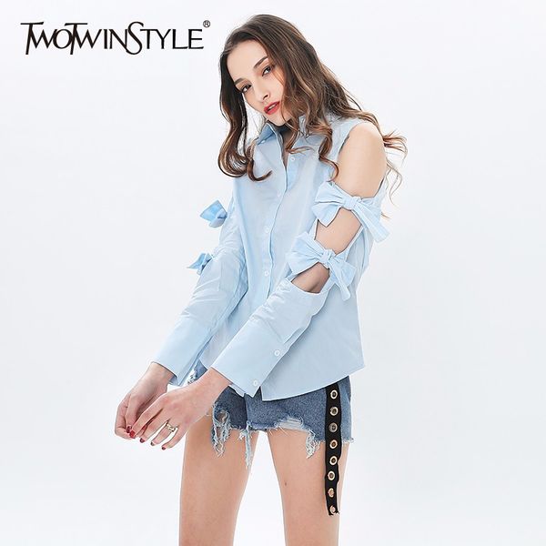 twotwinstyle hollow out bowknot women's shirt off shoulder solid blouse female casual clothes fashion autumn 210517, White
twotwinstyle hollow out bowknot women's shirt off shoulder solid blouse female casual clothes fashion autumn 210517, White