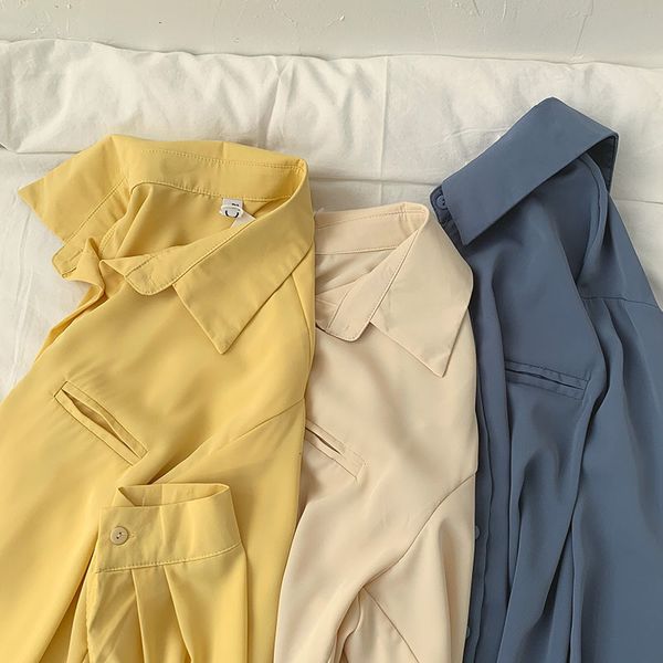 women's blouses & shirts design sense blue shirt women spring 2021 lapel office lady solid blouser korean style single breasted tr, White
women's blouses & shirts design sense blue shirt women spring 2021 lapel office lady solid blouser korean style single breasted tr, White