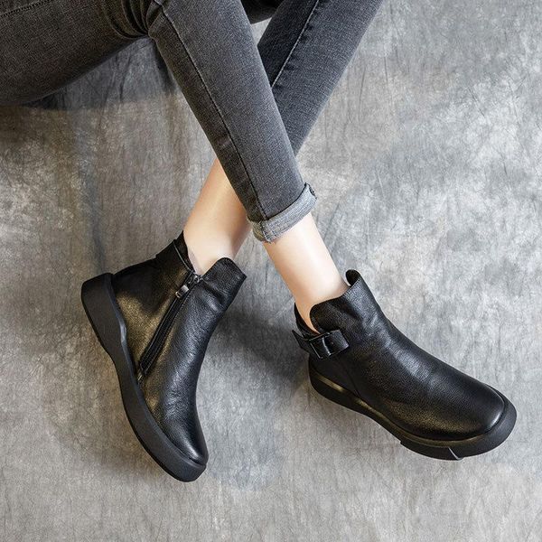 boots 2021 women's autumn winter leather wild low-tube handmade layer cowhide for woman, Black
boots 2021 women's autumn winter leather wild low-tube handmade layer cowhide for woman, Black