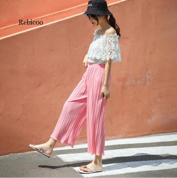wide leg pants spring summer solid loose ankle length women lady high waist stylish casual women's & capris, Black;white
wide leg pants spring summer solid loose ankle length women lady high waist stylish casual women's & capris, Black;white