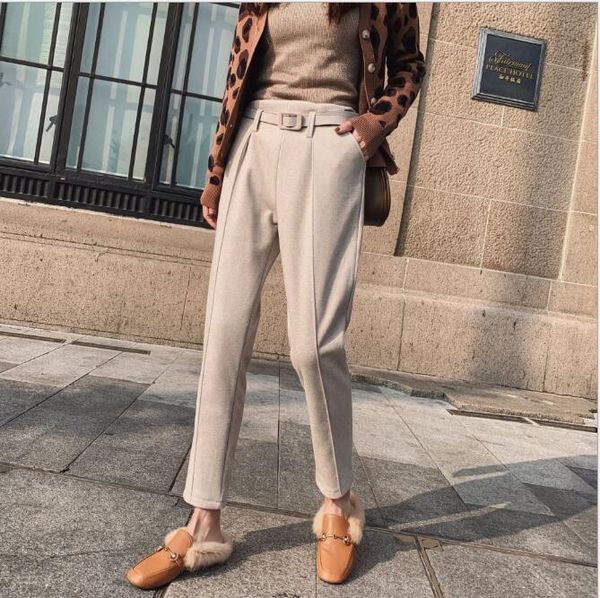 women's pants & capris woolen autumn winter female thick warm harem pant belt pantalon casual high waist long trousers cl101, Black;white
women's pants & capris woolen autumn winter female thick warm harem pant belt pantalon casual high waist long trousers cl101, Black;white