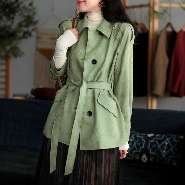 suede belt long sleeve jackets women spring autumn retro style solid single-breasted jacket and coat casual outwear women's, Black;brown
suede belt long sleeve jackets women spring autumn retro style solid single-breasted jacket and coat casual outwear women's, Black;brown