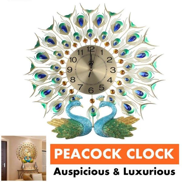 large diamond crystal quartz 3d peacock wall clocks european modern home living room decor silent clock 60cm fast
large diamond crystal quartz 3d peacock wall clocks european modern home living room decor silent clock 60cm fast