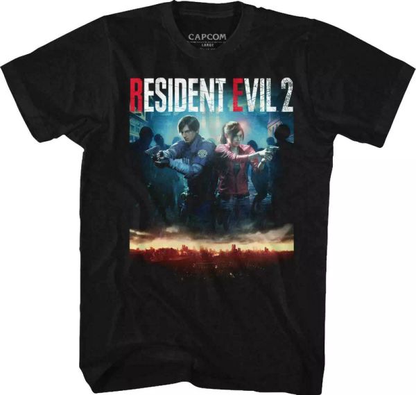 resident evil 2 cover t shirt licensed video gaming tee black, White;black
resident evil 2 cover t shirt licensed video gaming tee black, White;black