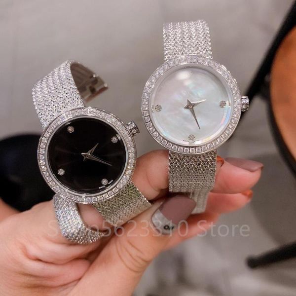 crystal quartz wristwatch 4 diamond stainless steel watch sign letter logo mother of pearl shell dial clock wristwatches, Slivery;brown
crystal quartz wristwatch 4 diamond stainless steel watch sign letter logo mother of pearl shell dial clock wristwatches, Slivery;brown