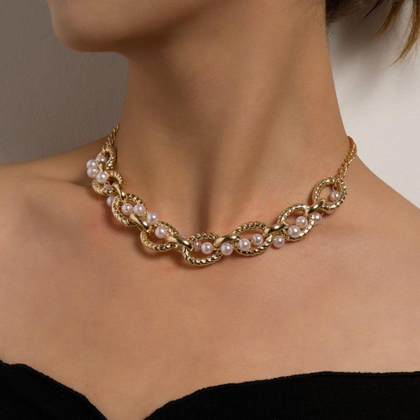 chokers exquisite hollow pearl thick chain necklace for elegant women personality simple short choker jewelry anniversary gift, Golden;silver
chokers exquisite hollow pearl thick chain necklace for elegant women personality simple short choker jewelry anniversary gift, Golden;silver