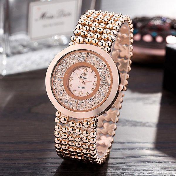 rose gold rhinestones women's bracelet watch ladies creative quartz wrist clock for women wristwatches, Slivery;brown 
rose gold rhinestones women's bracelet watch ladies creative quartz wrist clock for women wristwatches, Slivery;brown