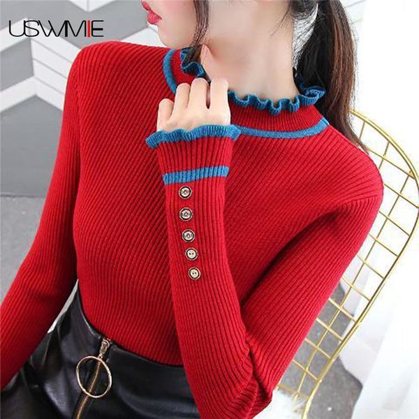 women's sweaters sweater women autumn winter half high collar wooden ear edge flare sleeve thick comfort knitted bottoming pullover, White;black
women's sweaters sweater women autumn winter half high collar wooden ear edge flare sleeve thick comfort knitted bottoming pullover, White;black