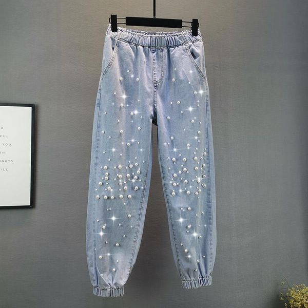 women's jeans tide 2021 fall/winter style loose and thin elastic waist beaded harlan trousers fashion casual pants women, Blue
women's jeans tide 2021 fall/winter style loose and thin elastic waist beaded harlan trousers fashion casual pants women, Blue